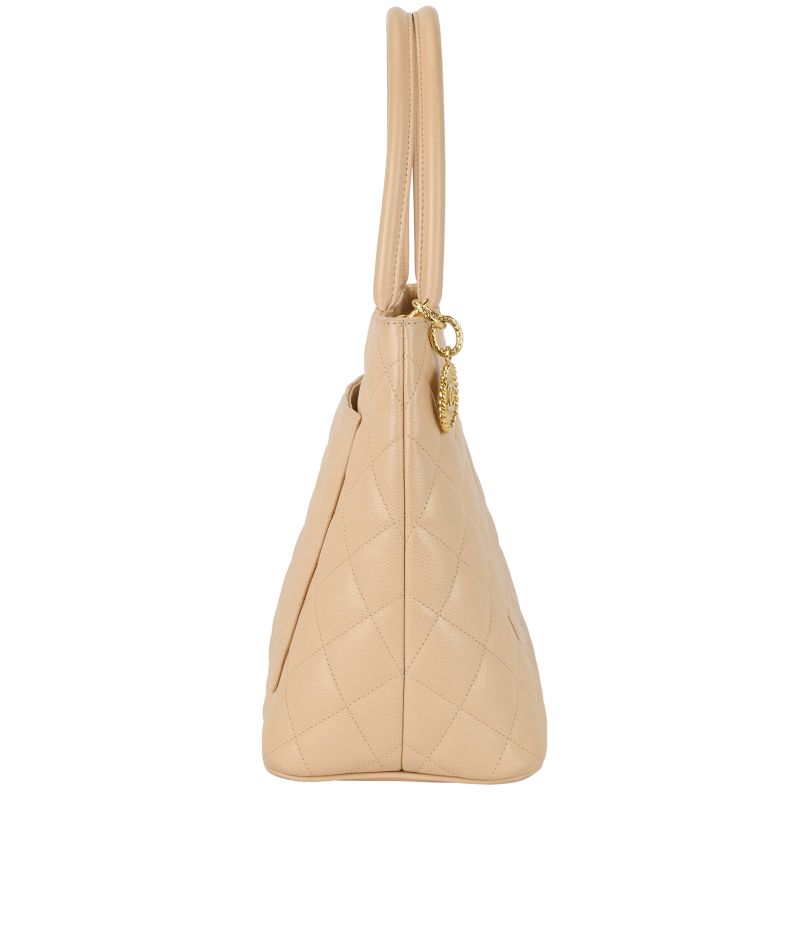 Medallion Tote, &pound;2,600, Handbags, Beige, Caviar Leather, Side view